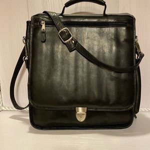 EKA Mens Women’s Black Genuine Leather Messenger Bag